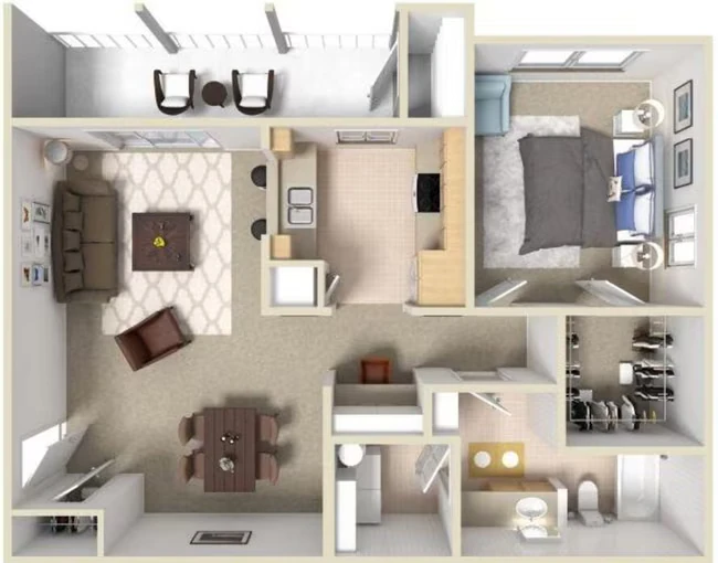 A2 1/1  775 sf 534 floor plan
